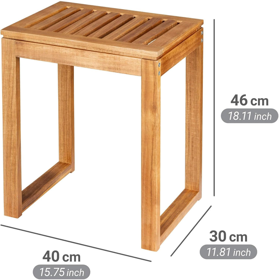 WENKO Hocker Mod. Fondi quadratischer Badhocker aus massivem Akazienholz FSC® Zertifiziert 60 x 39 x
