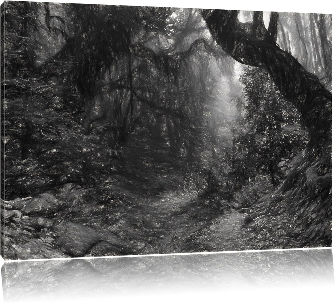 Pixxprint Mystischer Regenwald als Leinwandbild/Grösse: 100x70 cm/Wandbild/Kunstdruck/fertig bespann