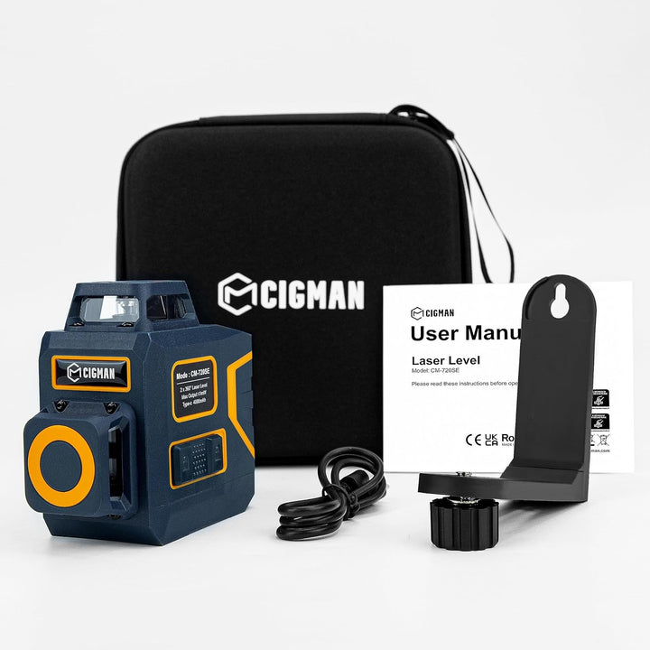 CIGMAN Kreuzlinienlaser Grün 2 x 360 Grad Laser Nivellierlaser mit wiederaufladbarer Lithiumbatterie