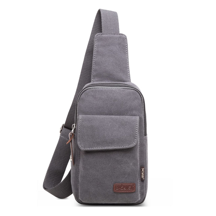VARLIVOO Retro Sling Bag Damen Herren Canvas Brusttasche Umhängetasche Leichte Schultertasche Klein