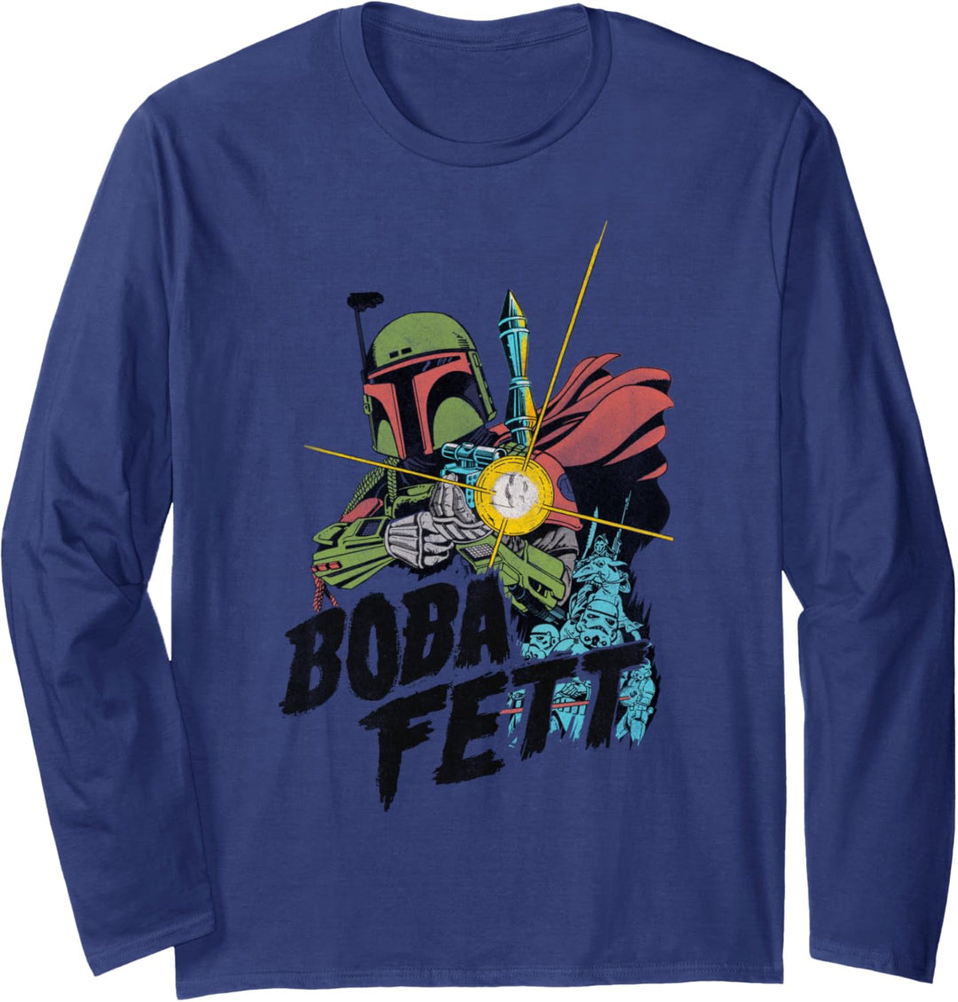 Star Wars Boba Fett Retro Portrait Langarmshirt