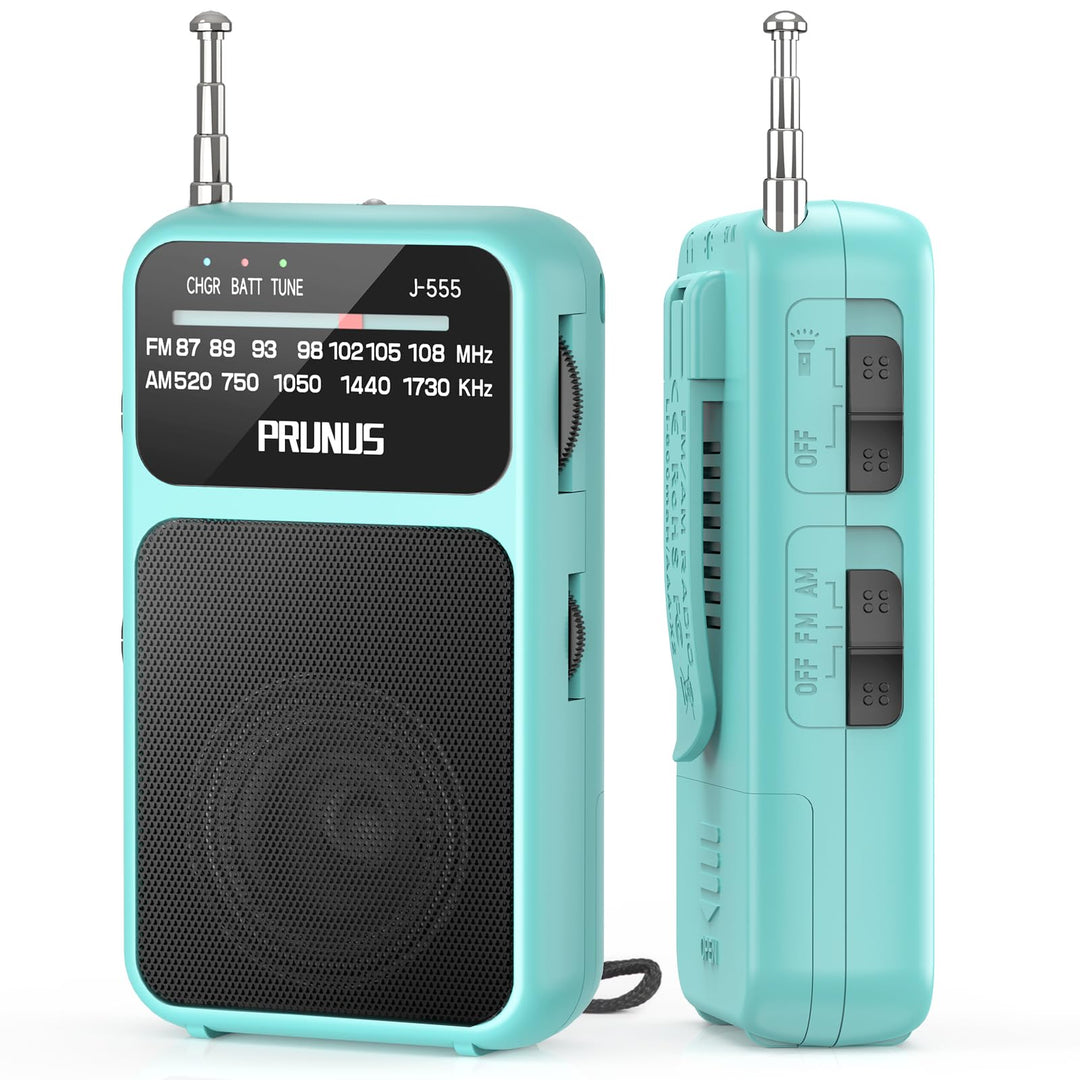 PRUNUS J-555 AM/FM/UKW Radio Klein, Kleines Radio mit Akku, USB-C-Laden, Mini Radio Batteriebetriebe