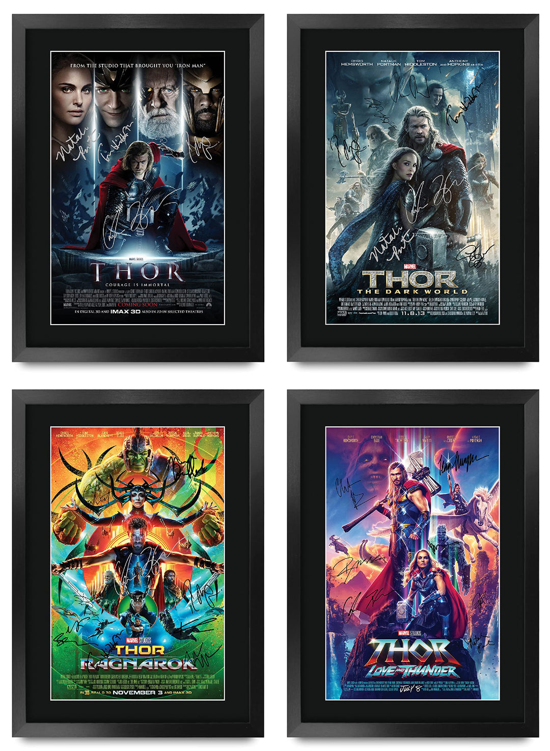 HWC Trading A3 FR Thor Filmposter-Kollektion mit Hemsworth, Portman, Elba, Hiddleston &amp; Hopkins sign