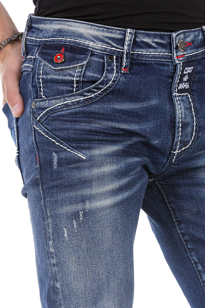 Cipo & Baxx Herren Regular Fit Jeanshose Denim Pants Jeans Hose CD692 Blau W38 L34