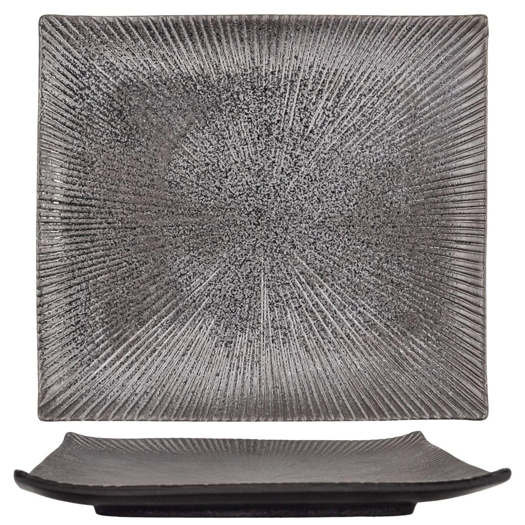 INTIRILIFE Sushi Platte Servier Teller aus Porzellan in Schwarz - 26 x 23.4 x 3.8 cm - Japanisches S