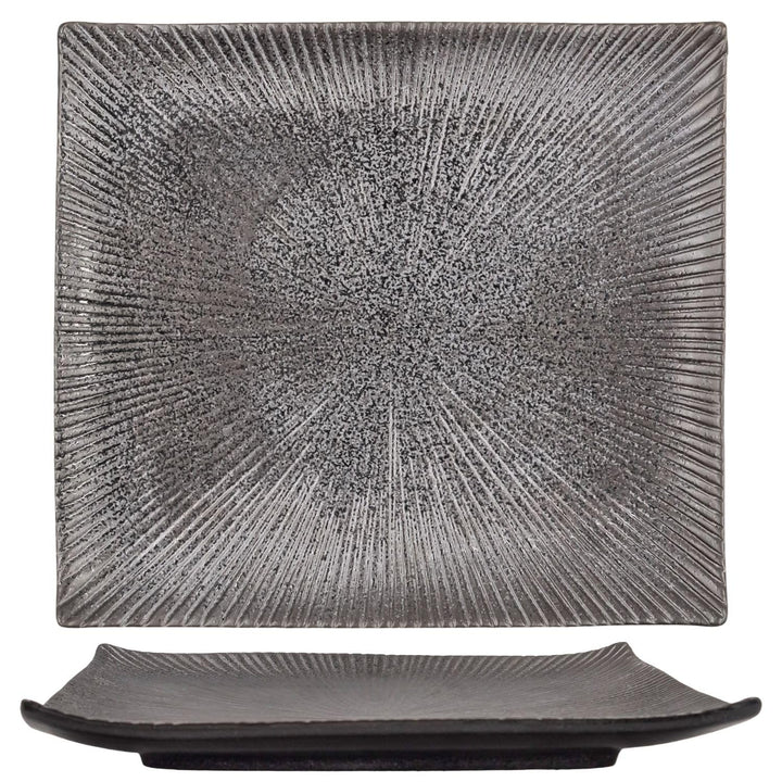 INTIRILIFE Sushi Platte Servier Teller aus Porzellan in Schwarz - 26 x 23.4 x 3.8 cm - Japanisches S