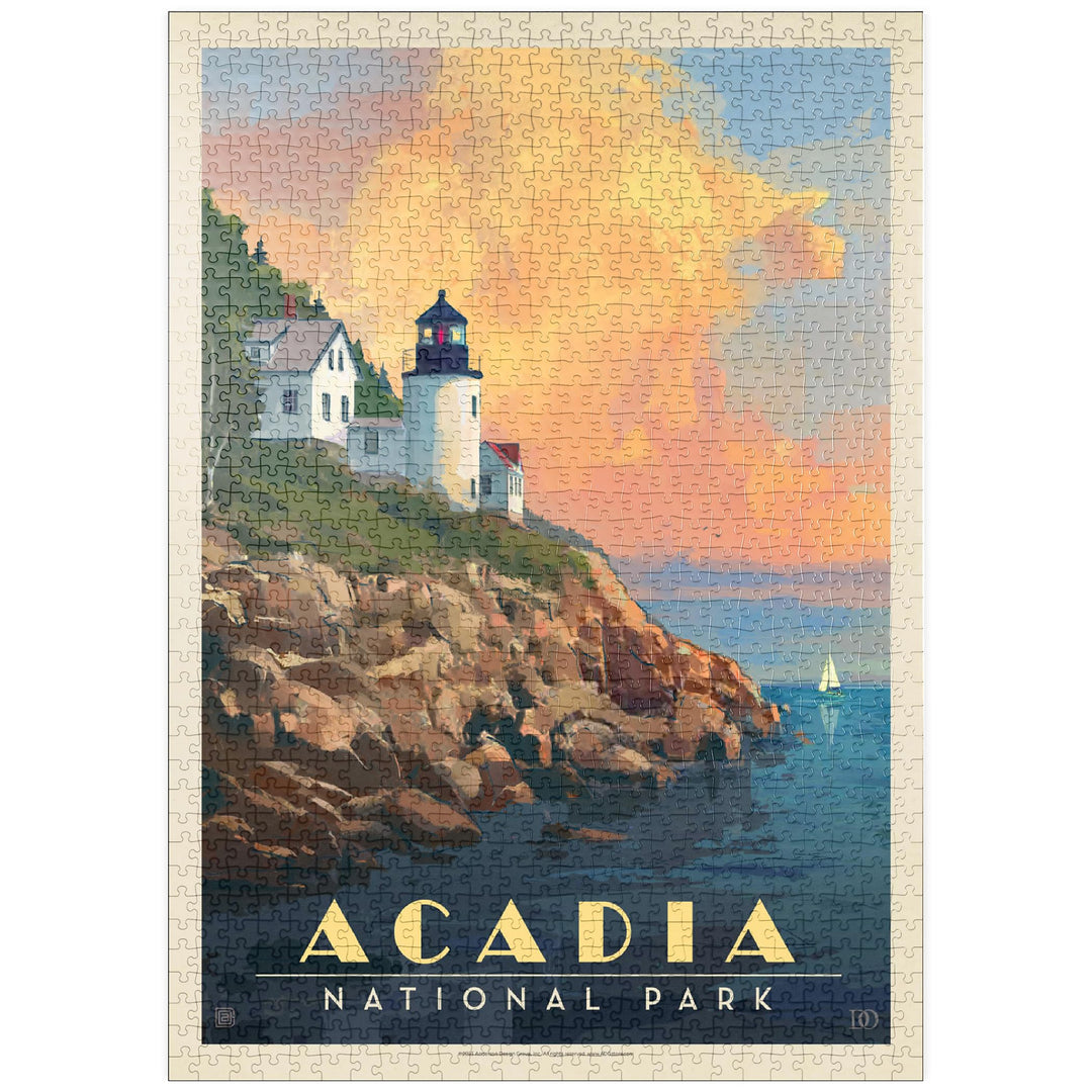 Acadia National Park: Lighthouse, Vintage Poster - Premium 1000 Teile Puzzle - MyPuzzle Sonderkollek
