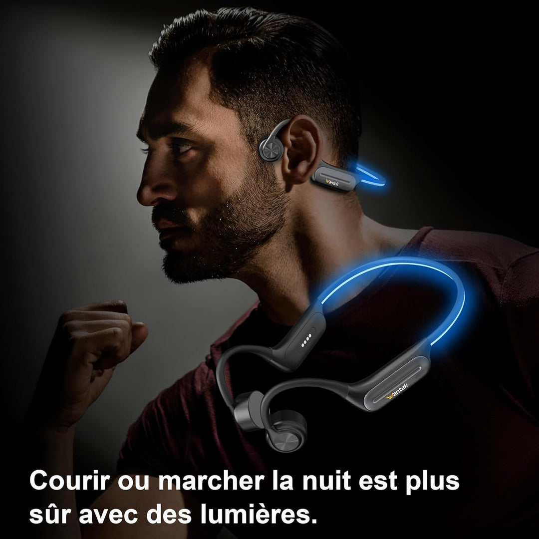 Wantek Open Ear Knochenschall Kopfhörer Bluetooth 5.3, Kabellos IP68 Wasserdicht mit Lange Akkulaufz