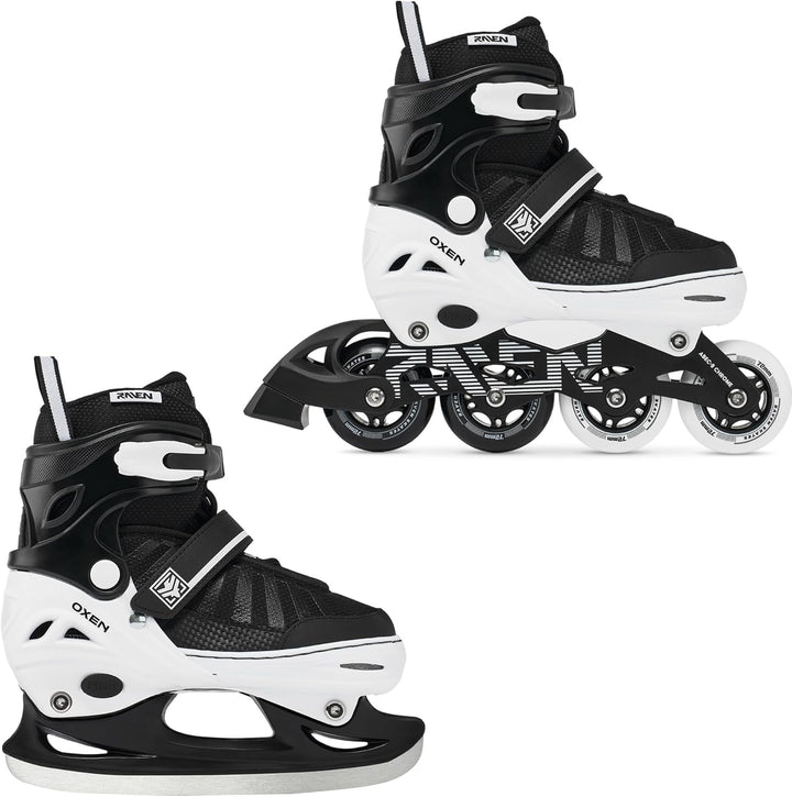 RAVEN Inline Skates Inliner für Kinder und Erwachsene OPTIONAL 2in1 mit Schlittschuhen verstellbar O