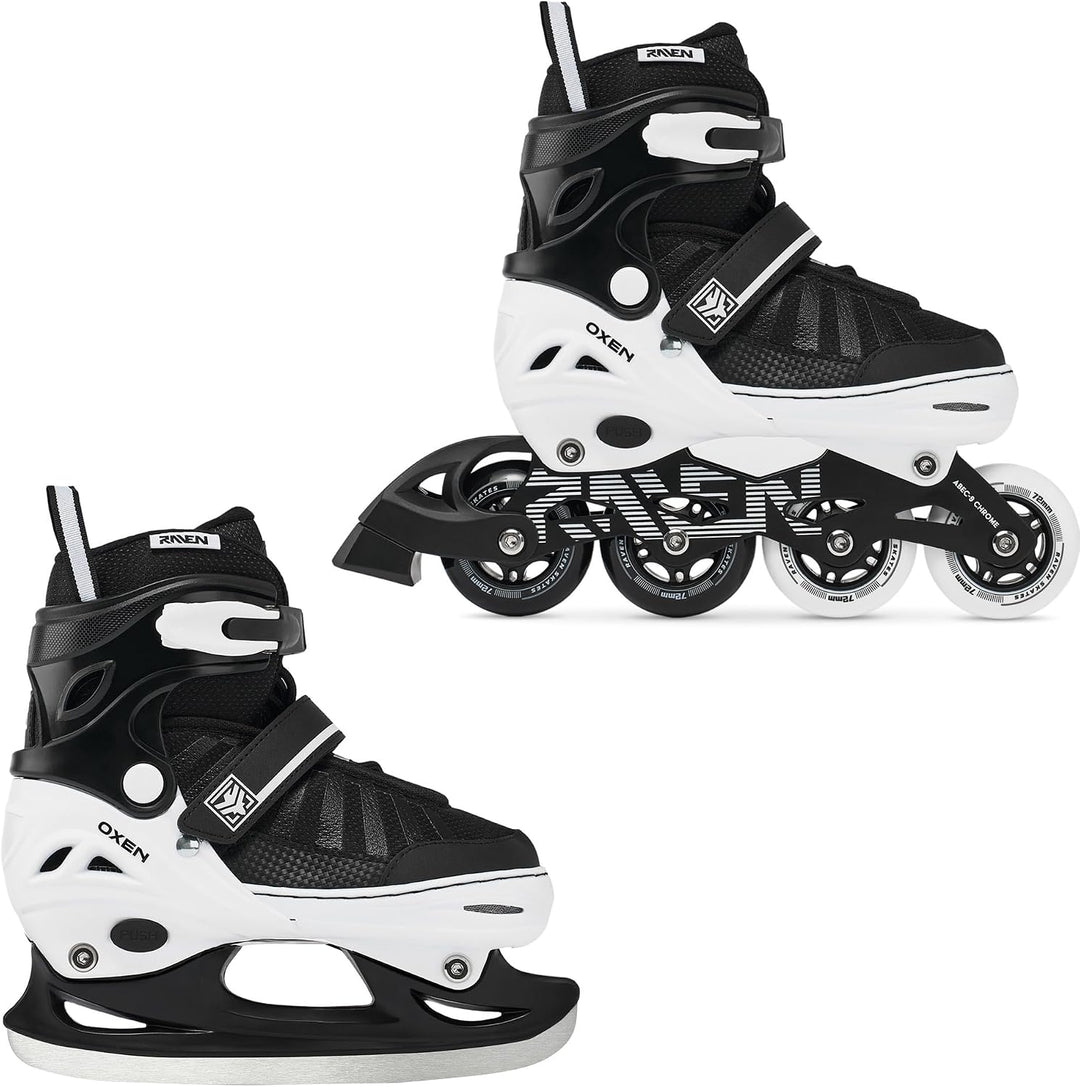 RAVEN Inline Skates Inliner für Kinder und Erwachsene OPTIONAL 2in1 mit Schlittschuhen verstellbar O