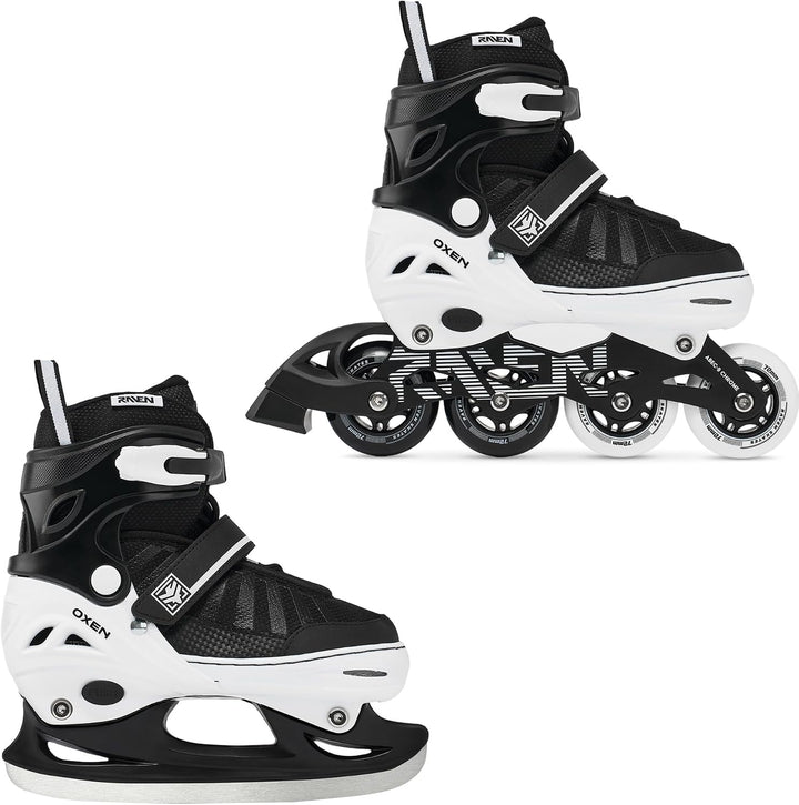 RAVEN Inline Skates Inliner für Kinder und Erwachsene OPTIONAL 2in1 mit Schlittschuhen verstellbar O