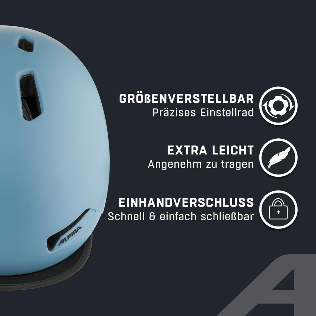 ALPINA BROOKLYN - Beleuchteter, Robuster und Komfortabler Urban Fahrradhelm Mit LED-Licht Für Erwach