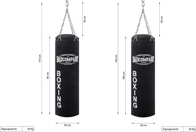 Bad Company Boxsack inkl. Heavy Duty Stahlkette I Canvas Punching Bag, gefüllt/ungefüllt I 80 x 30 c