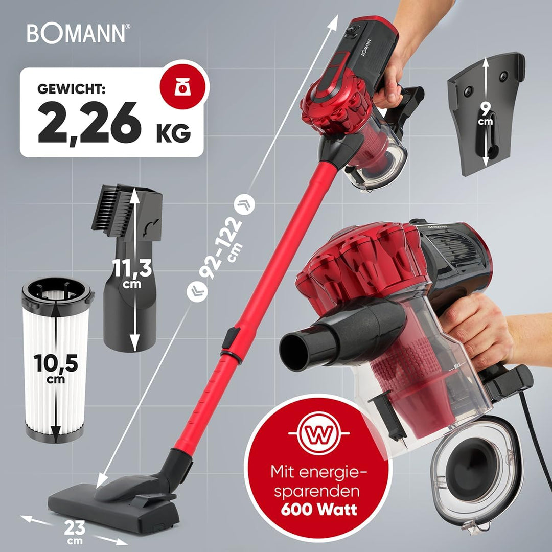 Bomann® 2in1 Staubsauger und Handstaubsauger mit 6,8m Kabel | Starke Saugleistung | für Auto und Hau