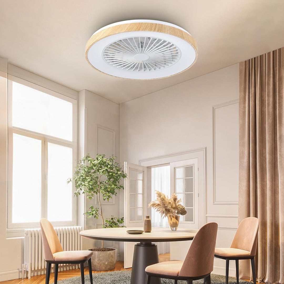 Deckenventilator mit Beleuchtung für Schlafzimmer, Ø48cm, Leise DC Motor 20W, Fernbedienung, 6-Gang,