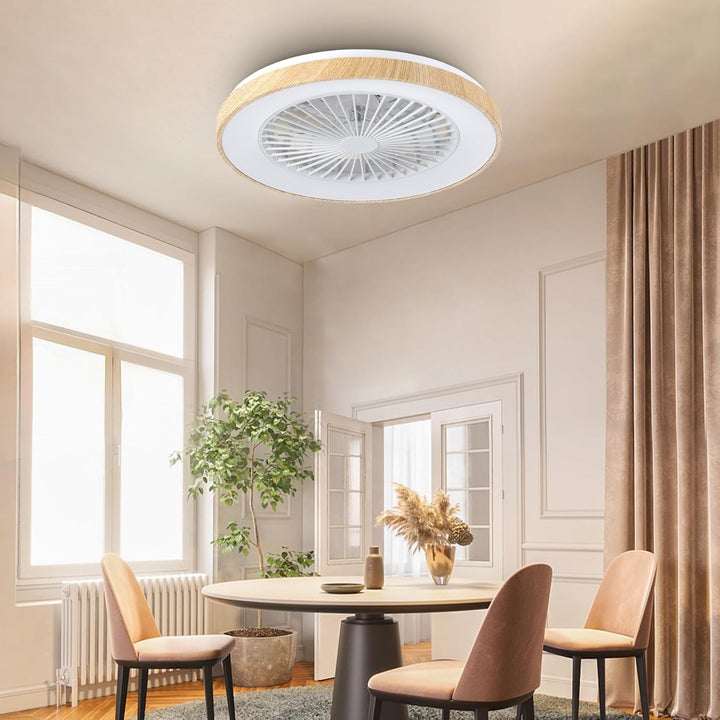 Deckenventilator mit Beleuchtung für Schlafzimmer, Ø48cm, Leise DC Motor 20W, Fernbedienung, 6-Gang,