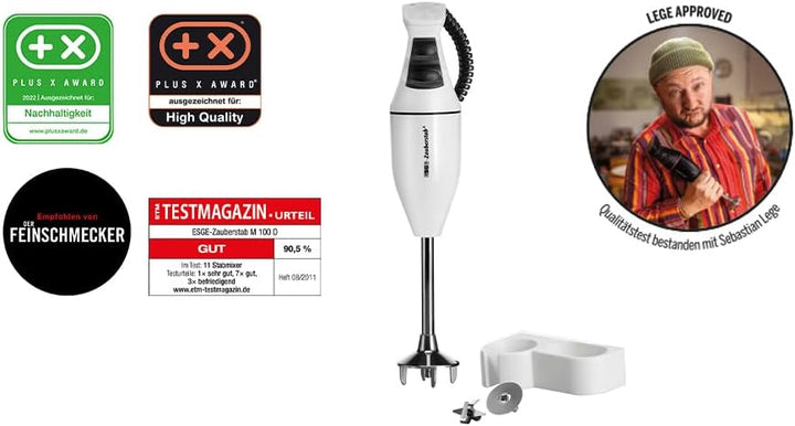 ESGE-Zauberstab Set E120 Select, Stabmixer weiss, bis 10.000 U/Min, 90210, 120W, inkl. Becher-Set 60