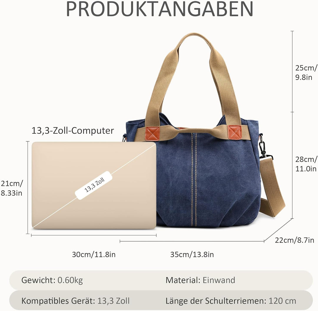 DIRRONA Casual Damen Segeltuch Umhängetasche Gross Kapazität Handtasche Reise Schultertasche Multifu