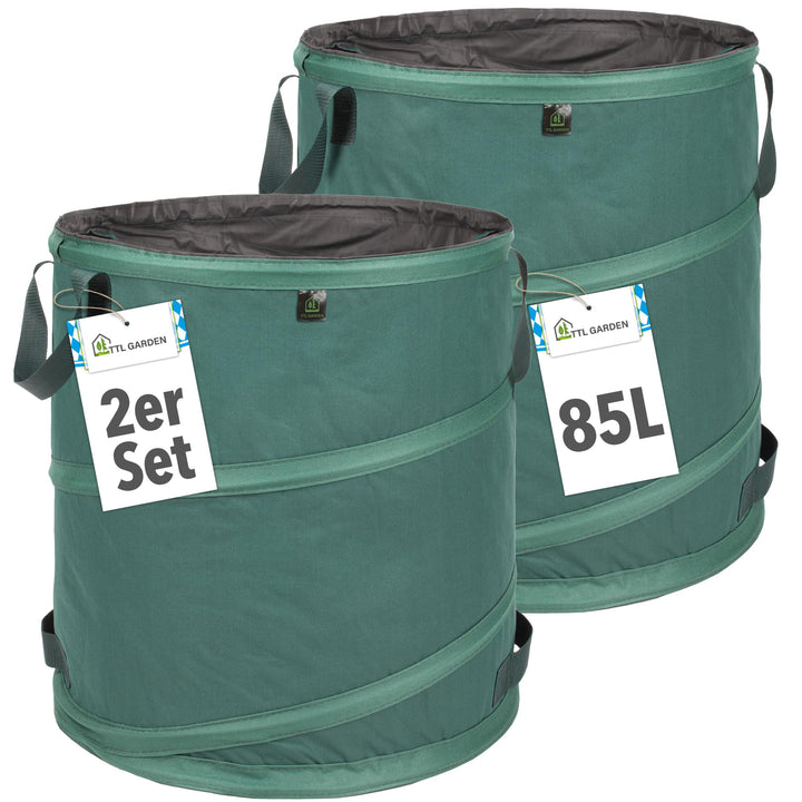 TTL Garden 2x 85L Premium Pop Up Gartensack - 220gsm 600D Oxford Gewebe selbstaufstellend extra robu