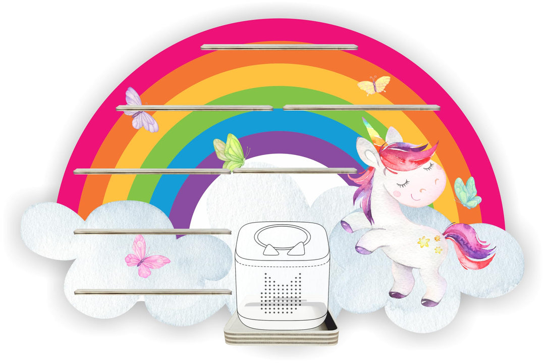 Farbklecks-Collection Tonie Regal Regenbogeneinhorn, Wandregal für bis zu 45 Hörfiguren, mit speziel