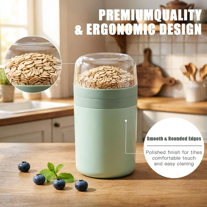 2 Stück Müslibecher To Go, Müslibecher To Go mit Löffel, Sossenbox und Reinigungsbürste 520ML+50ML+2