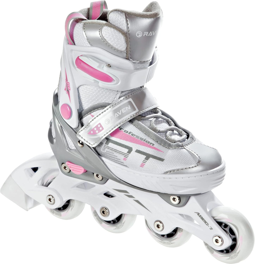 3in1 Inline Skates Inliner Triskates Rollschuhe Raven Profession Weiss/Rosa 28-32 (18,5cm-21cm), Wei