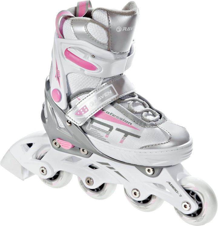 3in1 Inline Skates Inliner Triskates Rollschuhe Raven Profession Weiss/Rosa 28-32 (18,5cm-21cm), Wei