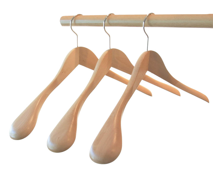 Hagspiel Kleiderbügel aus Buchenholz, Schulterbügel, Holzbügel für Garderobe, Made in Austria (Natur