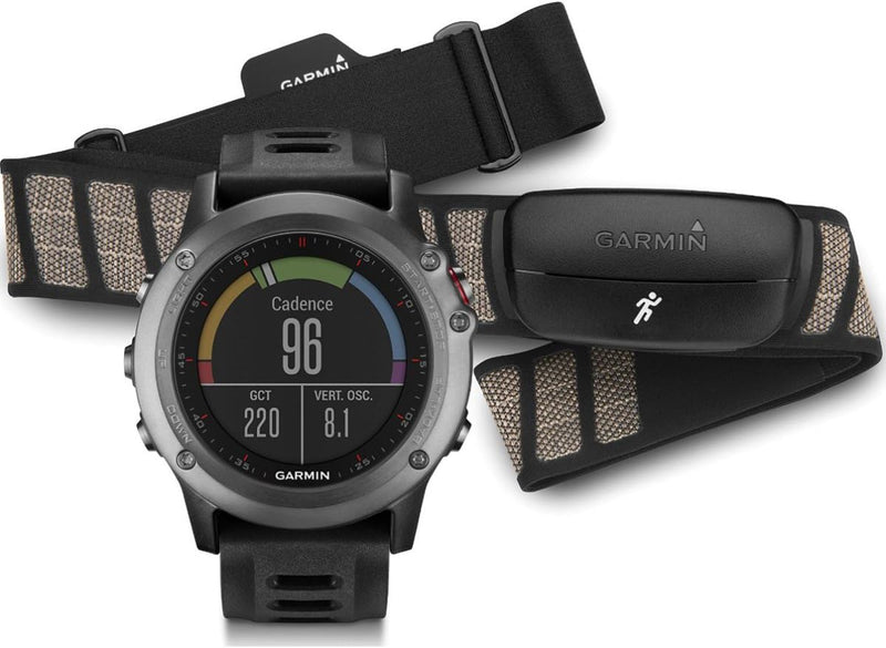 Garmin Fenix 3, graues Bündel mit Herzfrequenzmesser Mit Pulsmesser Grau (schwarzes Band) Standardve