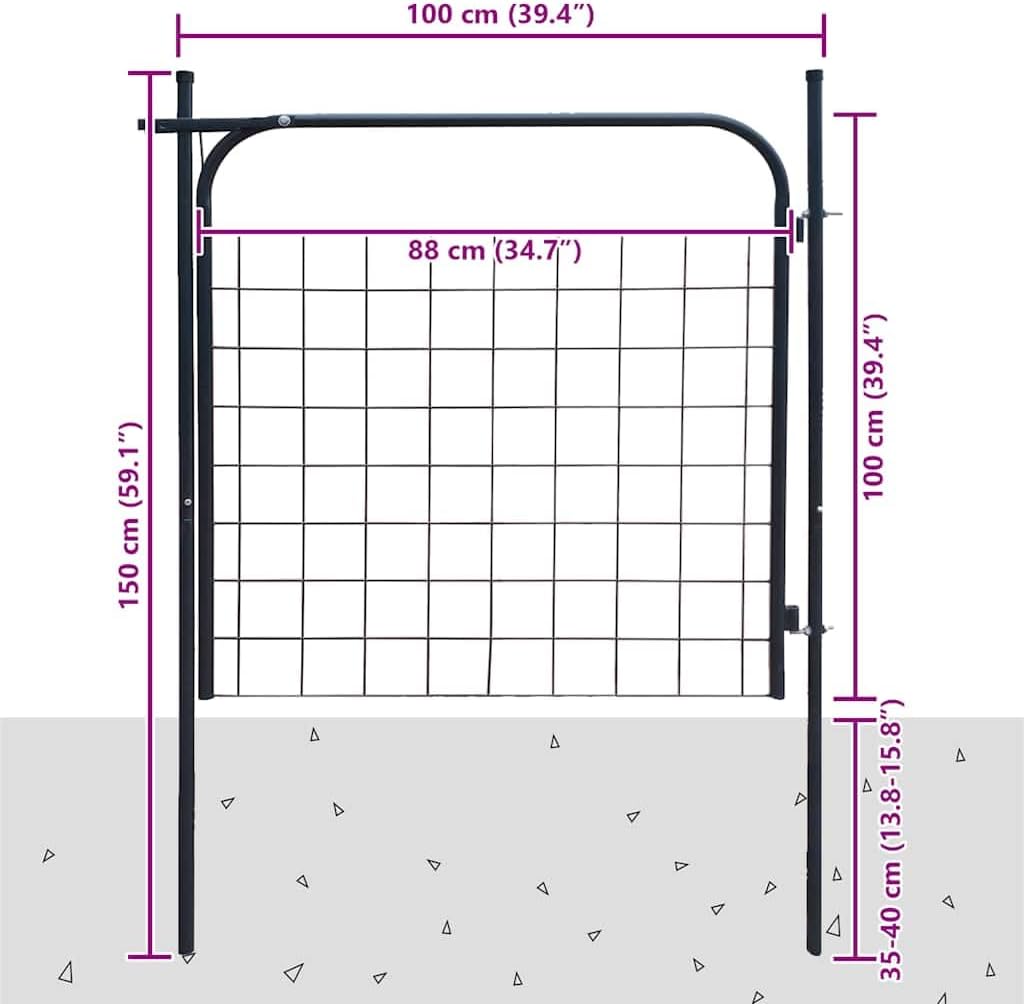 vidaXL Gartentor 100x100 cm Metalltor Zauntor Gartentür Pforte Hoftor Garten Anthrazit, Anthrazit