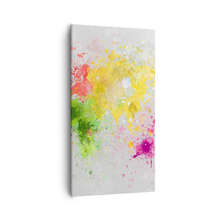 Bilder auf Leinwand 55x100cm Leinwandbild mit Rahmen Karte Welt modern Gross Wanddeko Bild Schlafzim