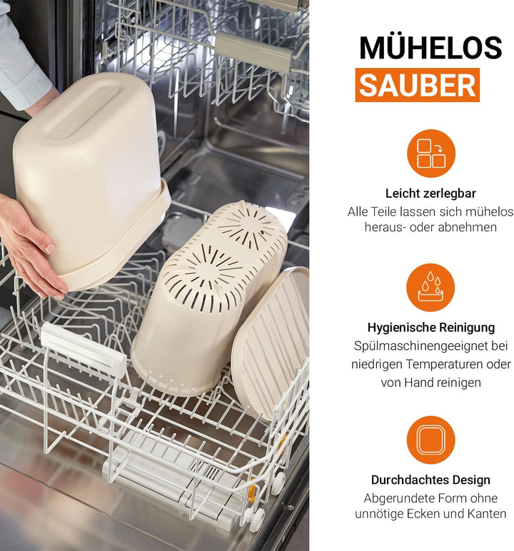 GARANTIA NOVA Biomülleimer Küche 8L Sandbeige Geruchsdichter Komposteimer | für Küchenabfälle Kleine