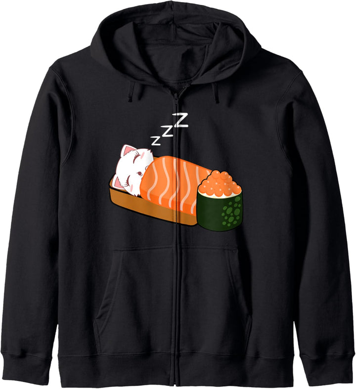 Kawaii Katze Sushi lustiges Katzenbesitzer schlafende Katze Kapuzenjacke