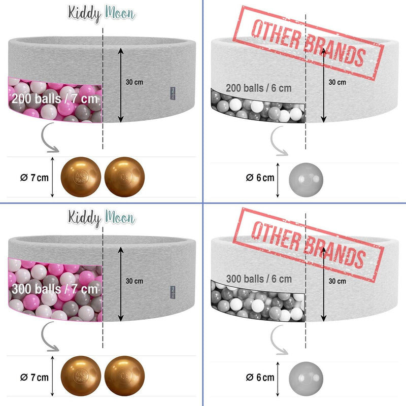 KiddyMoon 700 ∅ 7Cm Kinder Bälle Spielbälle Für Bällebad Baby Plastikbälle Made In EU, Grau/Weiss/Bl