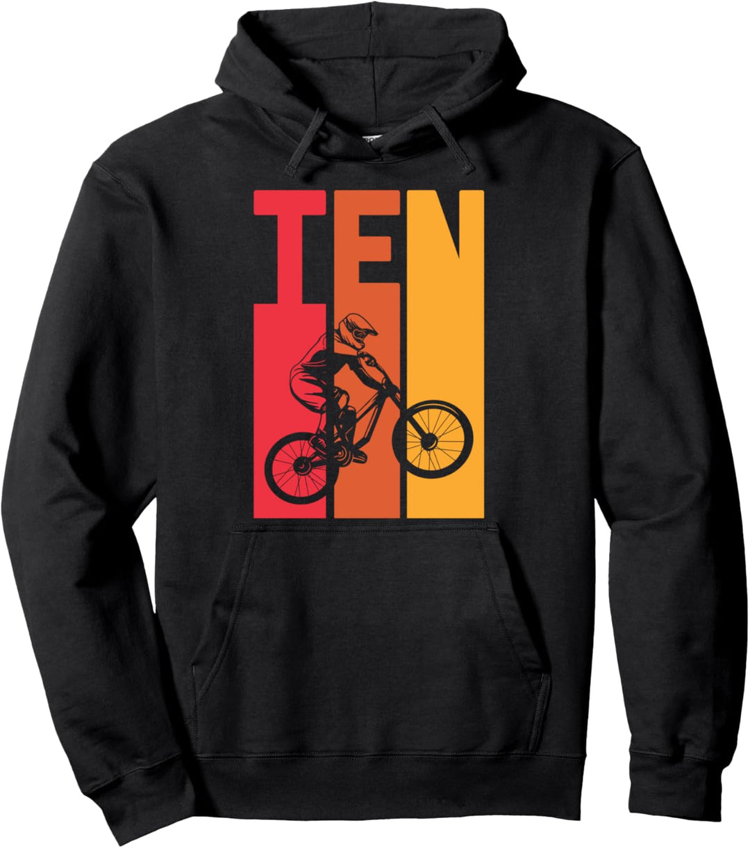10. Geburtstag Cooles Jungs Kinder Retro Mountainbike MTB Pullover Hoodie