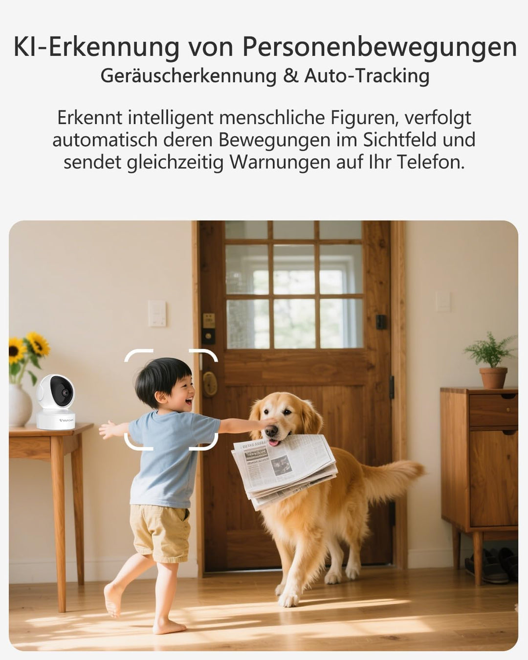 VSTARCAM 5G Überwachungskamera Innen - 2K QHD, 360° Dual-Band WLAN Indoor Hundekamera mit APP, Autom