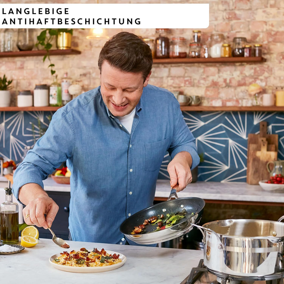 Tefal Jamie Oliver Cook' Smart Edelstahl-Wokpfanne 28cm mit Titanium 2X Antihaftversiegelung, E31019