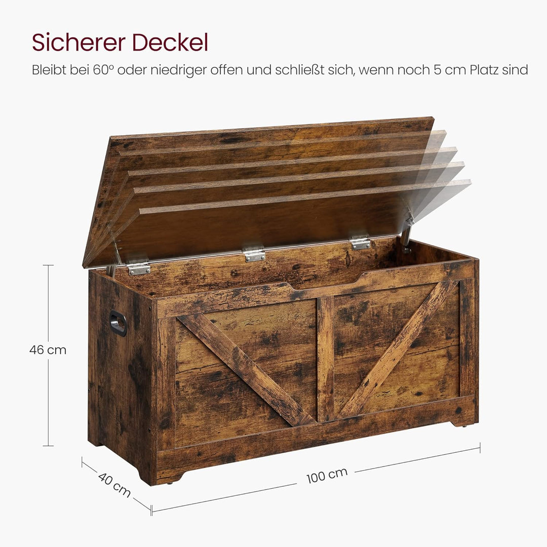 VASAGLE Schuhbank, Sitzbank mit Stauraum, Sitztruhe, 2 Sicherheitsscharniere, Aufbewahrungsschrank,