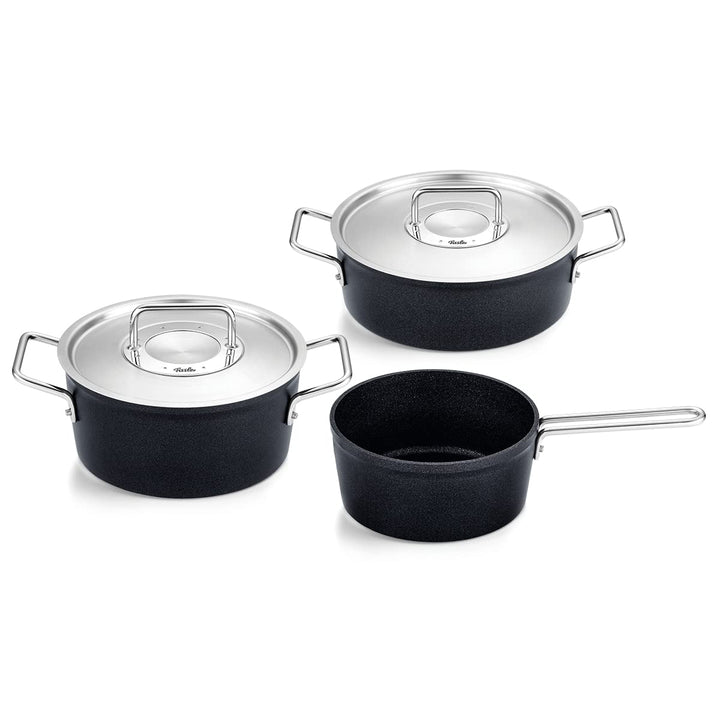 Fissler Adamant / Aluminium-Kochtopfset, 3-teilig, Töpfe-beschichtet mit Metalldeckel, antihaftend (
