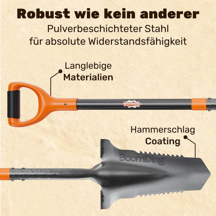 Wurzelspaten mit [Sägezahn Handschaufel] im Set | Spaten mit Wurzelsäge und Blumenkelle für das einf