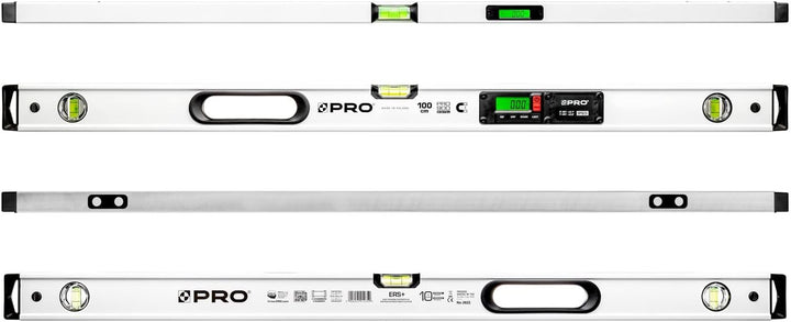 PRO900 Digitale Wasserwaage 100cm mit 2 LCD Displays und Abdeckung - Elektronische Wasserwaage mit M