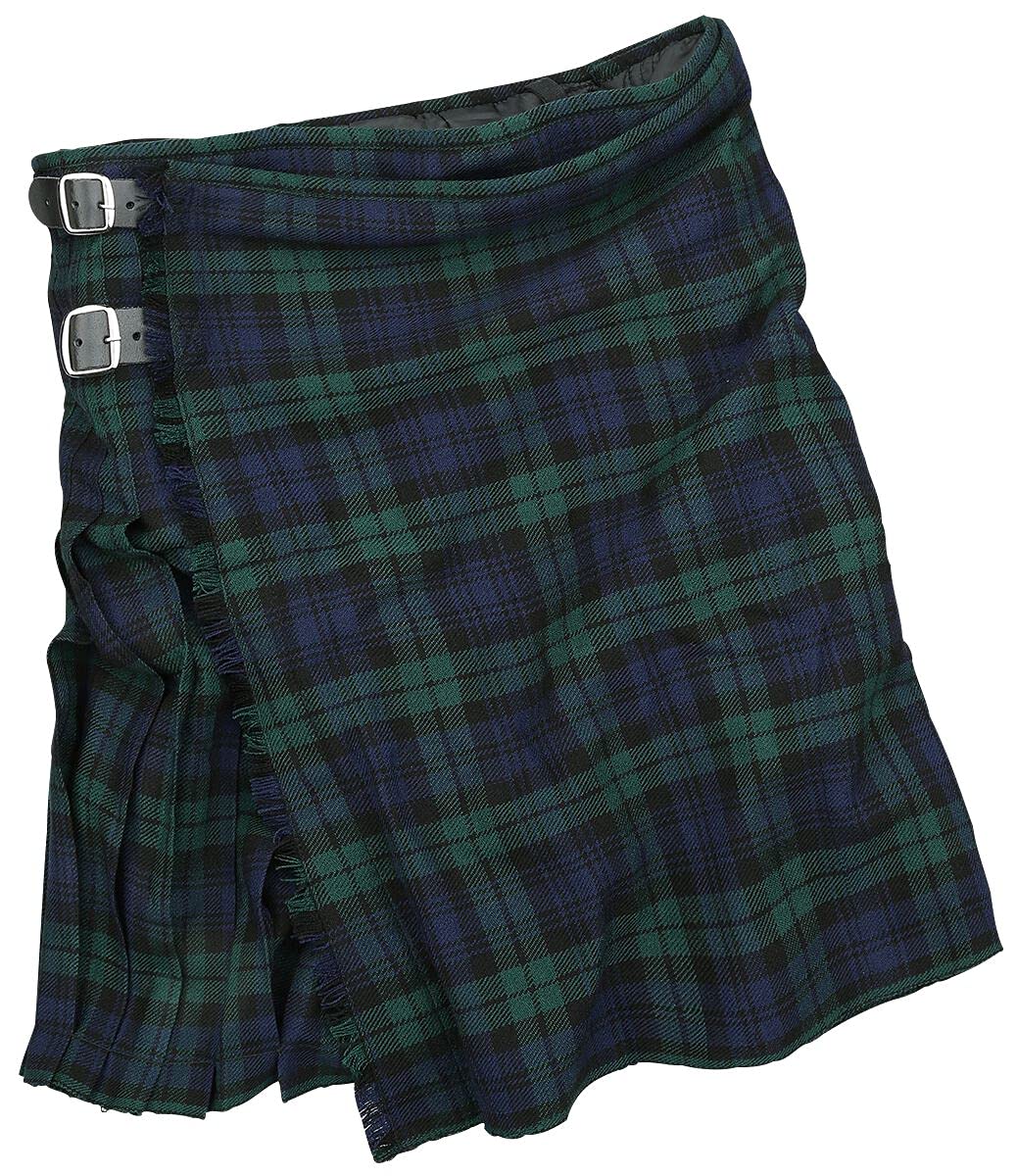 Black Premium by EMP Herren grün-blaues Kult Tartan Kilt grössenverstellbar L Grün/Blau, L Grün/Blau