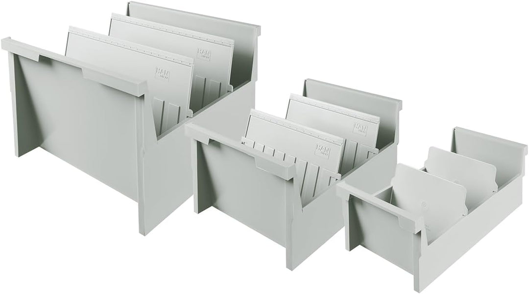 HAN Einhängetrog DIN A4 quer, Karteitrog für 1.000 Karteikarten, inklusive 2 Stützplatten mit Sichtr