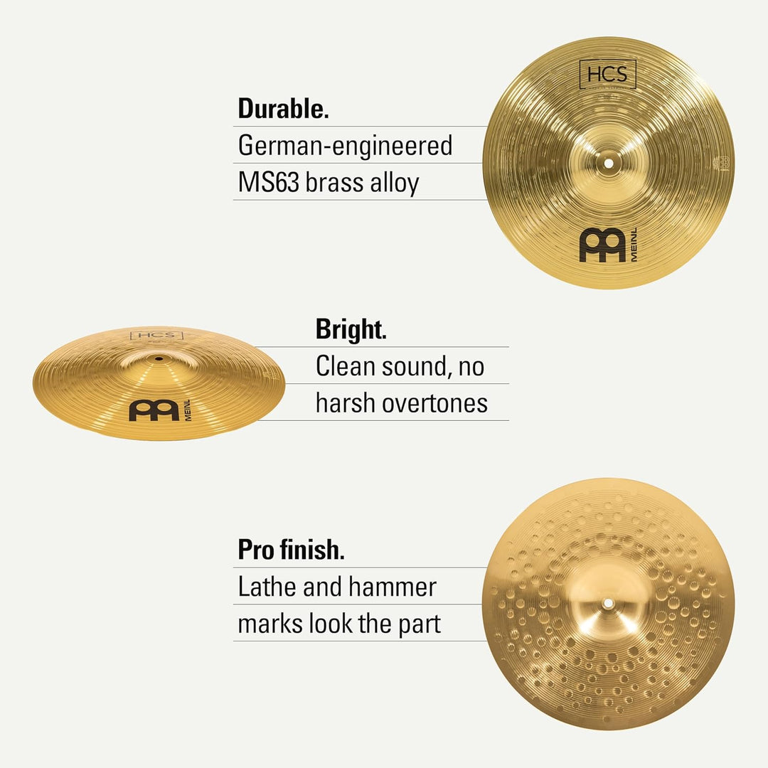 Meinl Cymbals HCS Hihat 15 Zoll (Video) Schlagzeug Becken – Paar – (38,10cm) Messing, Traditionelles