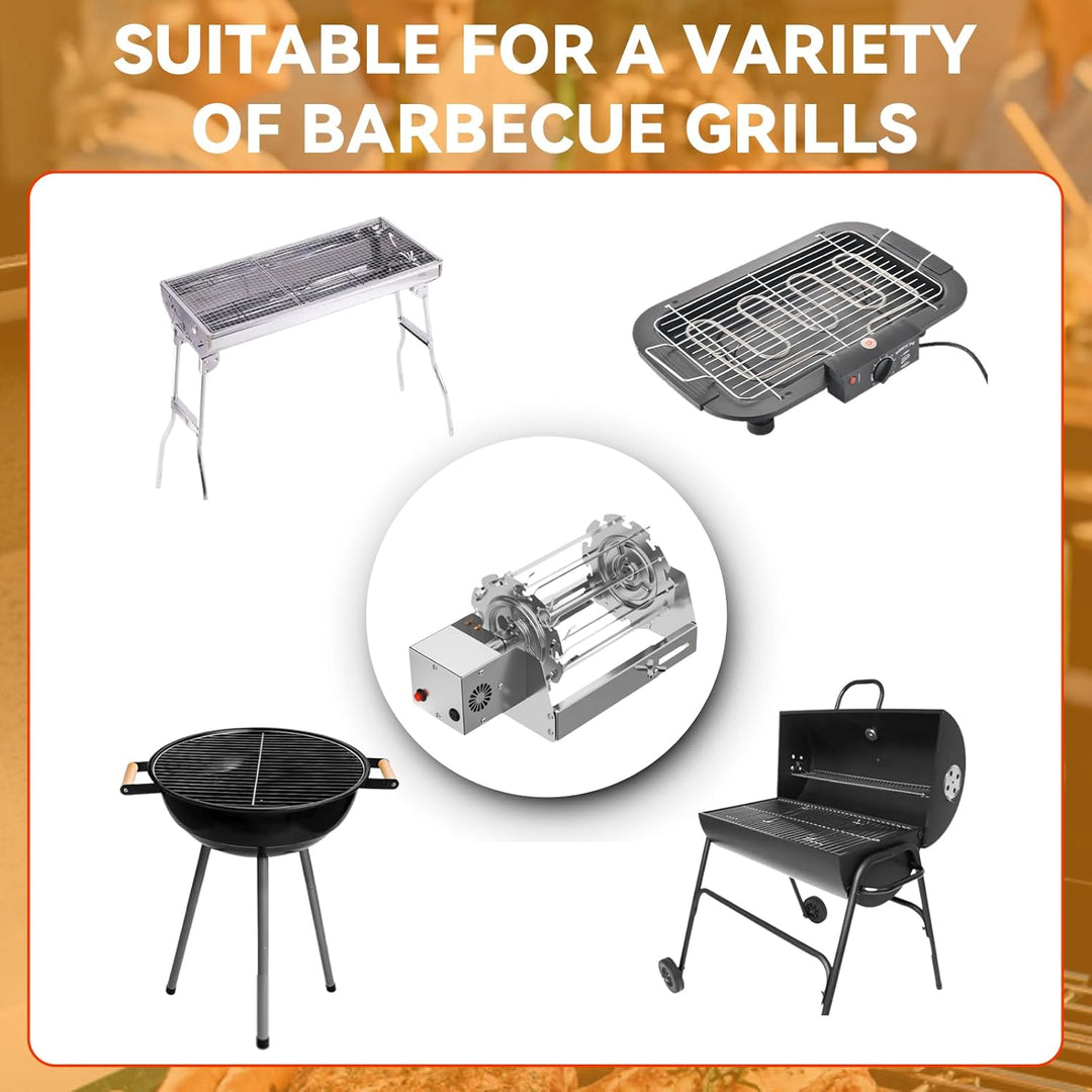 Nikou Drehbar Grillspiess System Rotisserie Nadel, Automatischer BBQ-Drehgrill Kebab Automat Edelsta