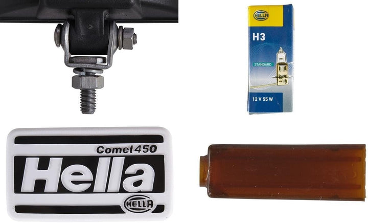 HELLA - Halogen-Nebelscheinwerfer - Comet 450 - 12V - rechteckig - Anbau - glasklare Streuscheibe -