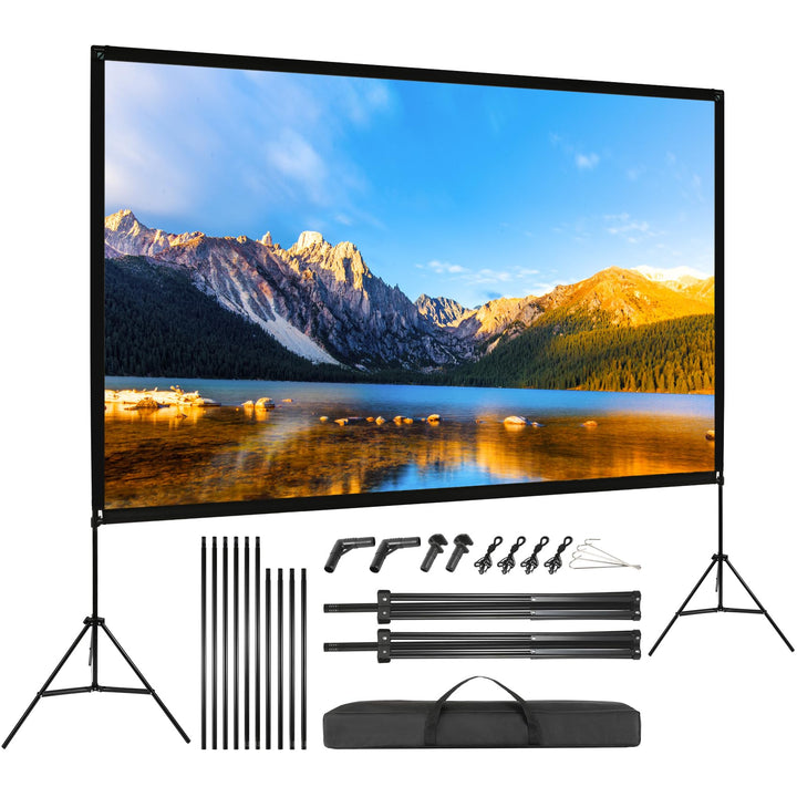 VISULAPEX 120" Leinwand Beamer mit Stand HD 4K, 16: 9, 160°Betrachtung Leinwand Beamer mit Stativ Sc