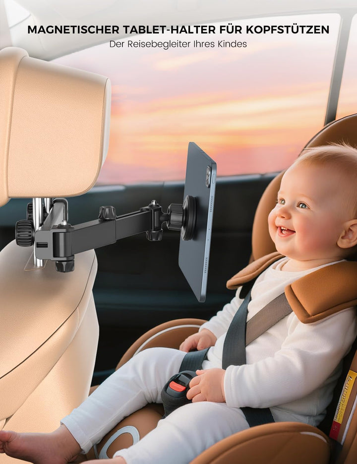 OHLPRO Tablet Halterung Auto Magnetische [48CM Ausziehbare Langarm] Tablethalterungen iPad Halterung