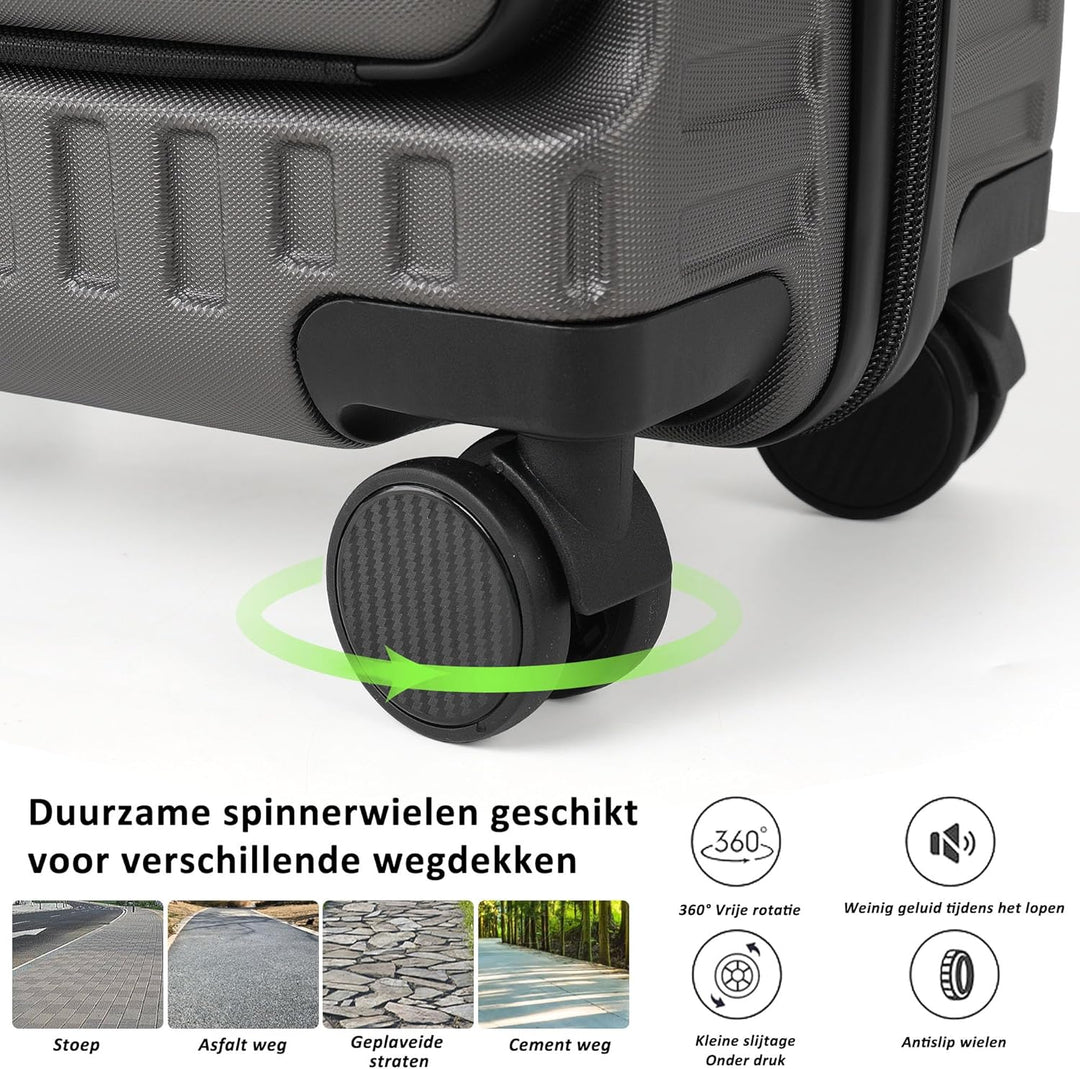 TANTOMI Handgepäck Koffer mit Laptopfach, 20 Zoll Hartschalenkoffer, Leichter ABS-Rollkoffer, Reisek