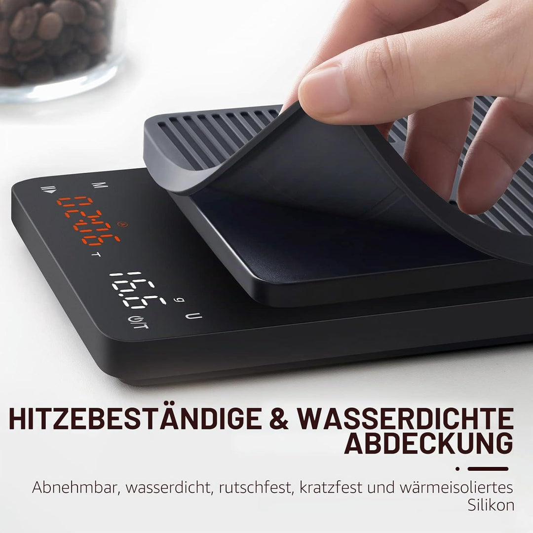 Bagail Digitale Kaffeewaage mit Timer 0,1 g Hochpräzise Elektronische Küchenwaage mit Grossem Displa